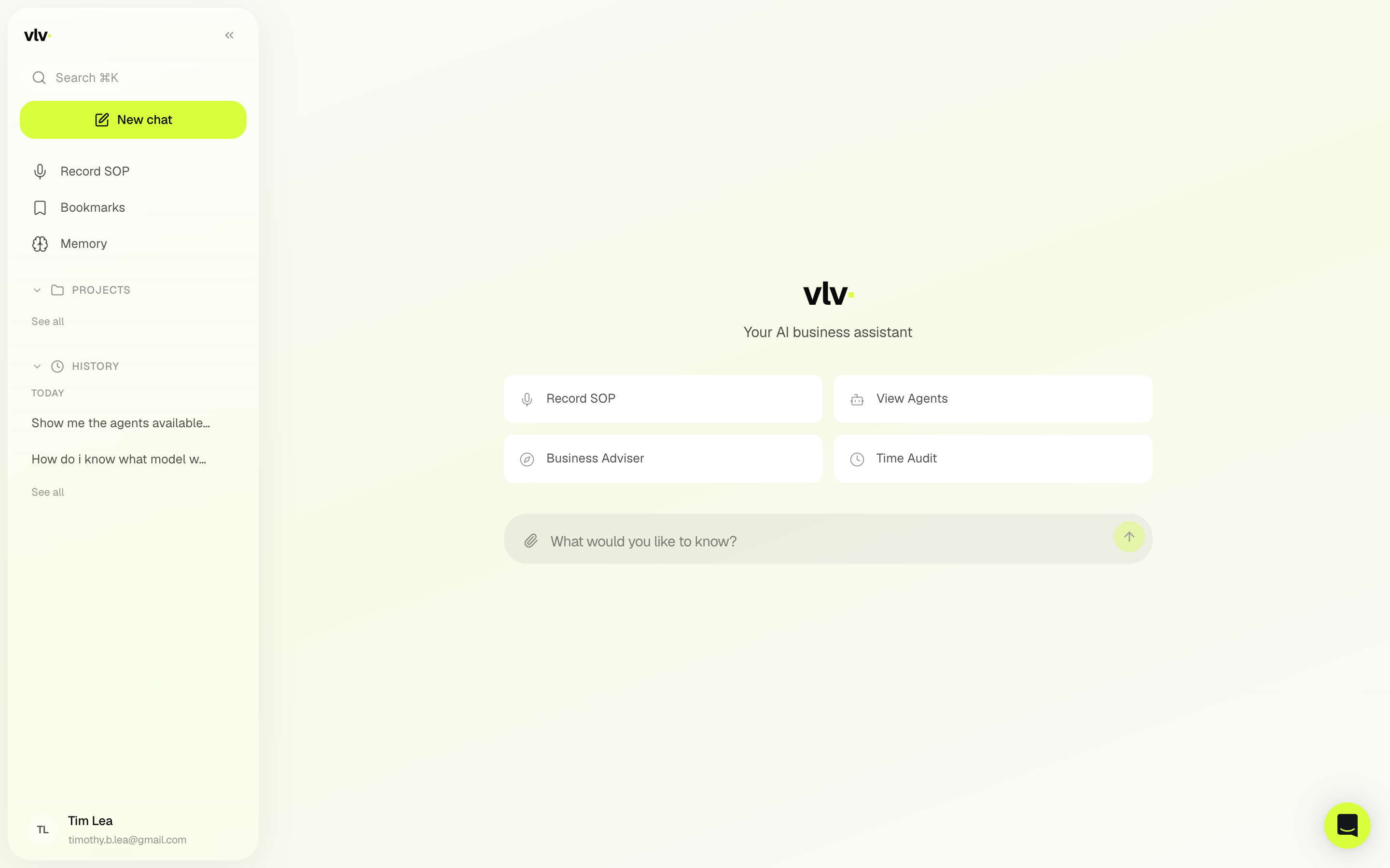 The VLV App — your AI business assistant.